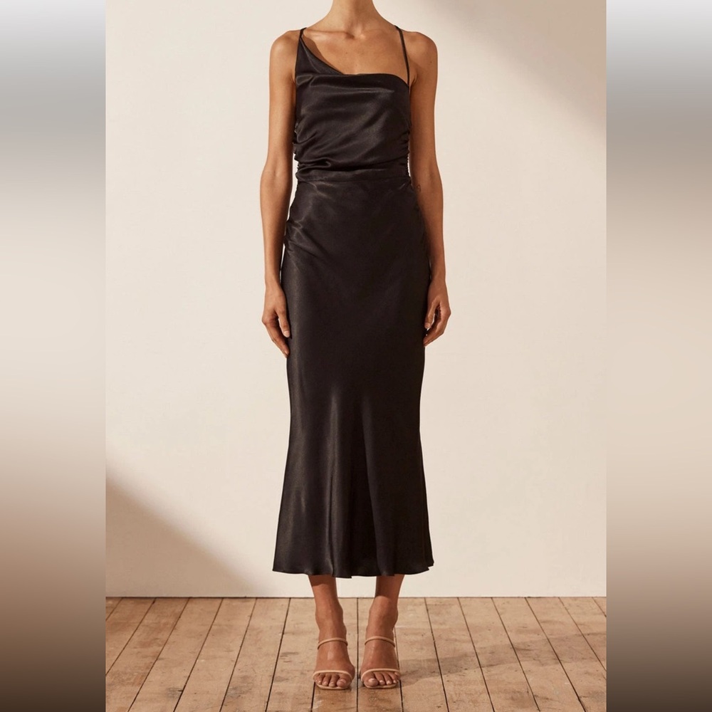 Shona Joy La Lune Giorgia Asymmetrical Bias Cowl Midi Dress